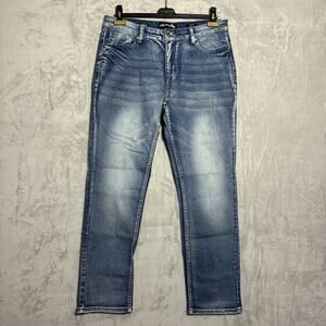 Stone Falcon Jeans Mens Med Wash Slim Fit Jeans 32x30